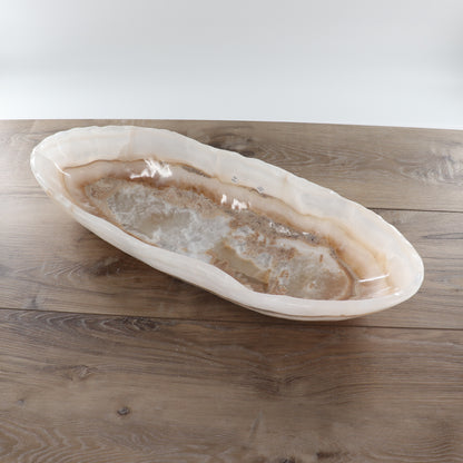 Mexican Onyx/Calcite Canoe Bowl 23"
