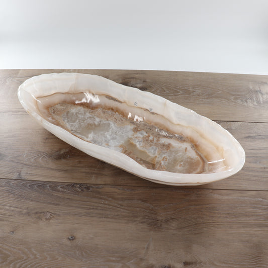 Mexican Onyx/Calcite Canoe Bowl 23"