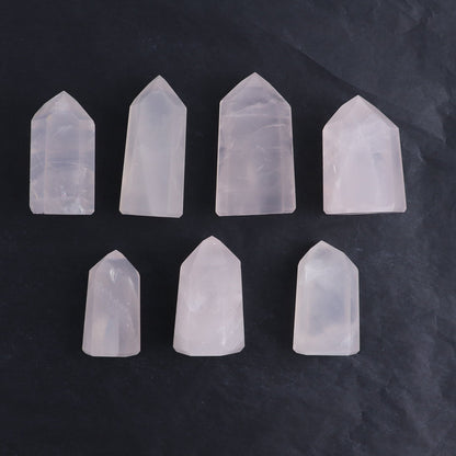 Imperfect Rose Quartz Towers Set of 7 - Expert Wholesale and Supplier of Wholesale Crystals & Bulk Gemstones, ["Brazil","Points","Quartz","Rose Quartz","Towers"]