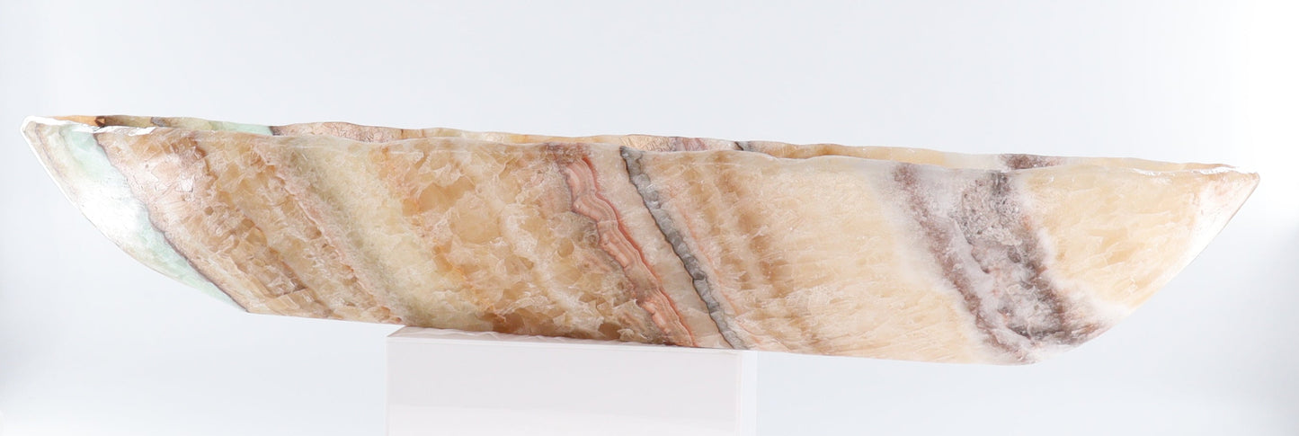 Mexican Onyx/Calcite Canoe Bowl - Expert Wholesale and Supplier of Wholesale Crystals & Bulk Gemstones, ["Bowls","Calcite","canoe","Mexico","onyx"]
