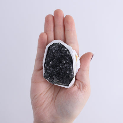 Uruguay Black Amethyst Flat of 7 - Expert Wholesale and Supplier of Wholesale Crystals & Bulk Gemstones, ["Amethyst","Black Amethyst","Clusters","Uruguay"]
