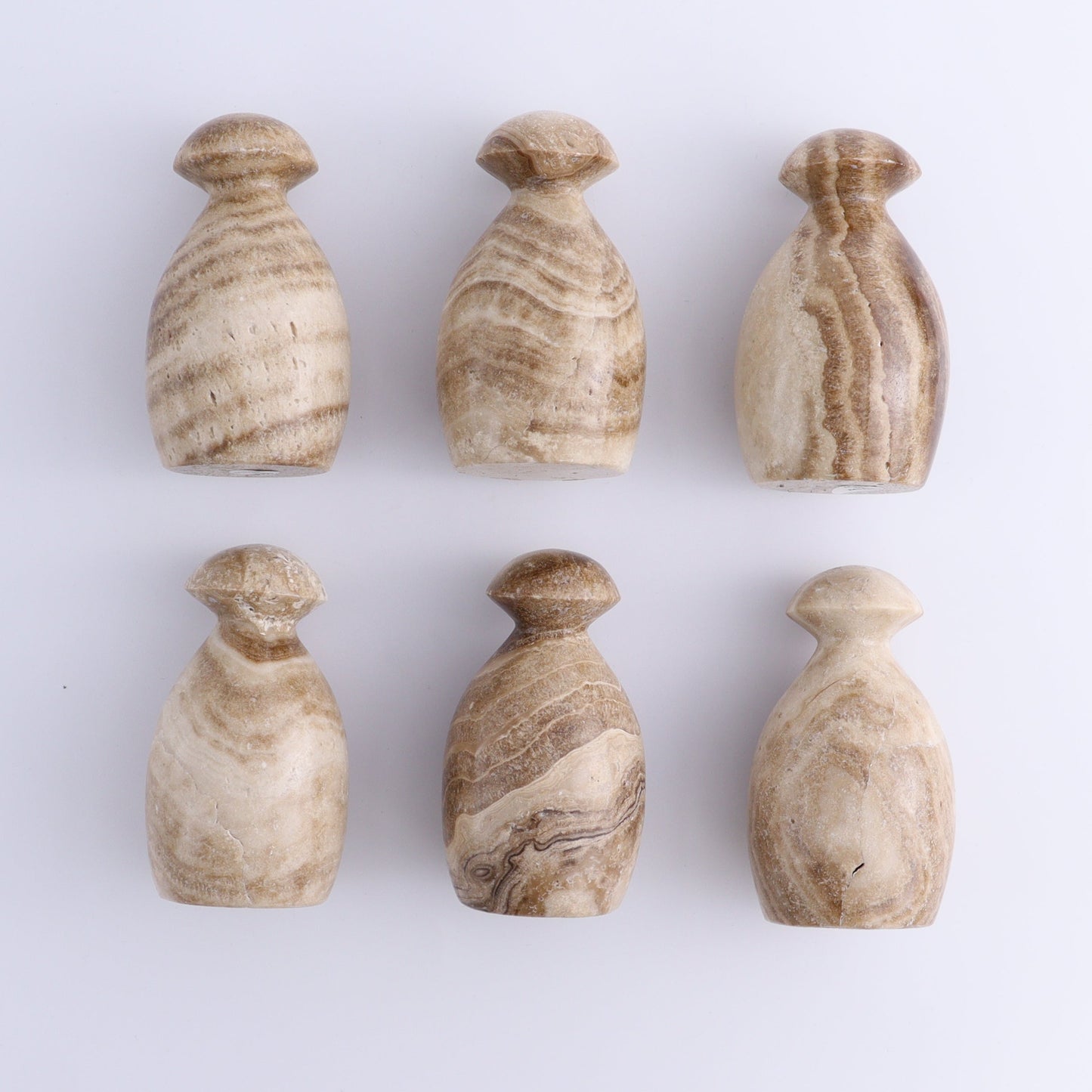 Mexican Onyx/Calcite Mushrooms Set of 6 - Expert Wholesale and Supplier of Wholesale Crystals & Bulk Gemstones, ["Calcite","Mexico","Mushrooms","onyx"]
