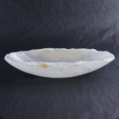 One Mexican Onyx/Calcite White Small Canoe Bowl | Mi Esperanza Minerals | Supplier of Crystals and Onyx