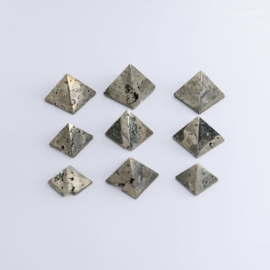 Pyrite Pyramids Set of 9 - Expert Wholesale and Supplier of Wholesale Crystals & Bulk Gemstones, ["Pyramids","Pyrite"]