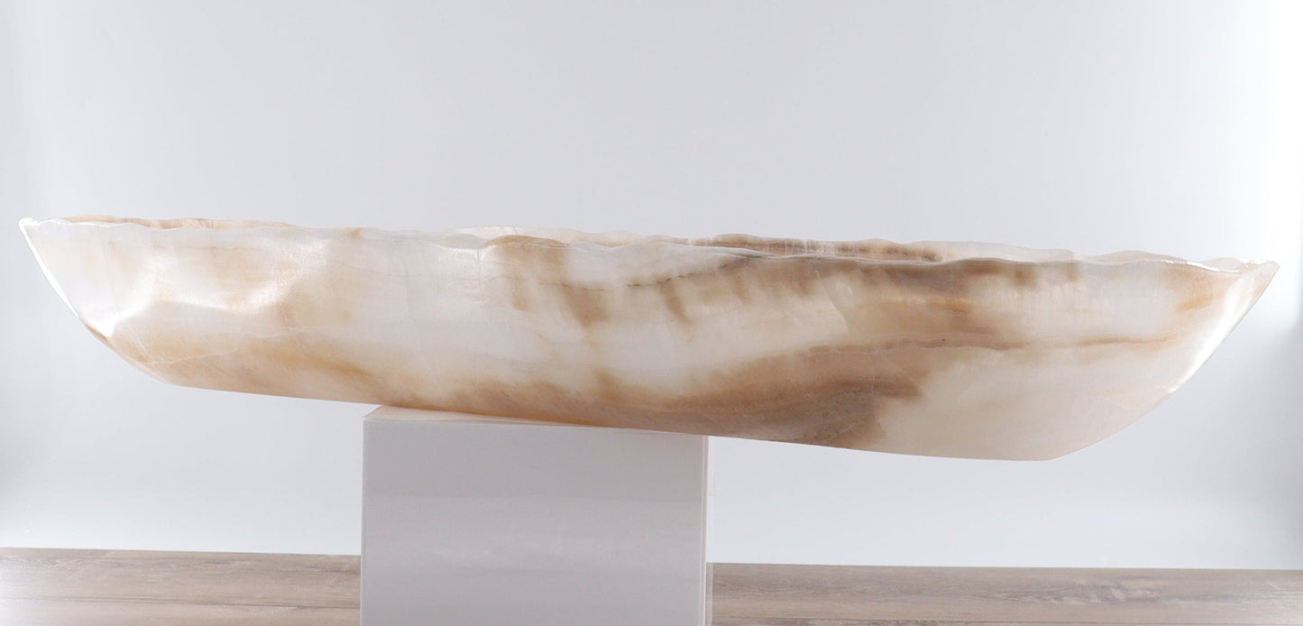 Mexican Onyx/Calcite Canoe Bowl - Expert Wholesale and Supplier of Wholesale Crystals & Bulk Gemstones, ["Bowls","Calcite","canoe","Mexico","onyx"]