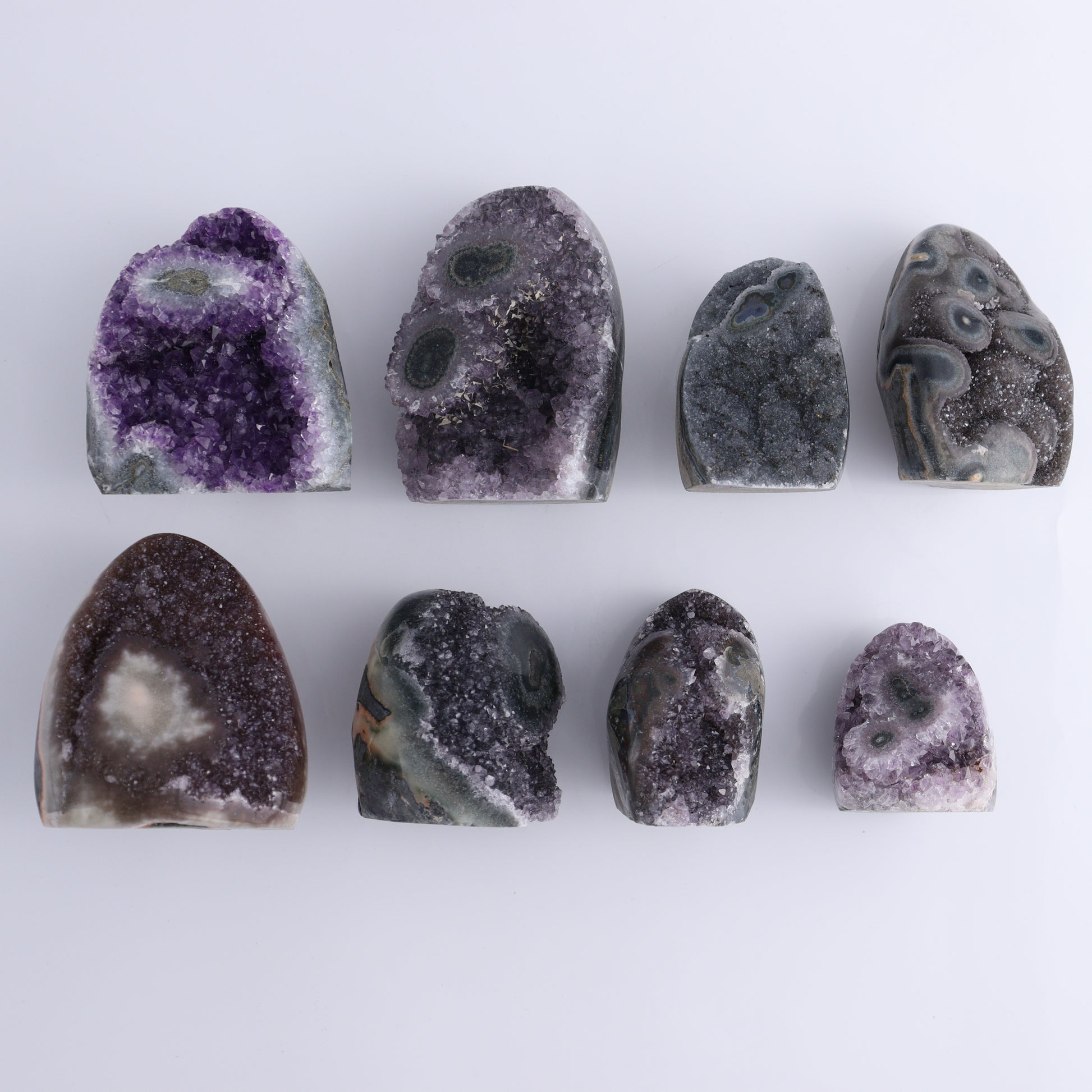 Uruguay Amethyst Set of 8 - Expert Wholesale and Supplier of Wholesale Crystals & Bulk Gemstones, ["Amethyst","Freeforms","Uruguay"]