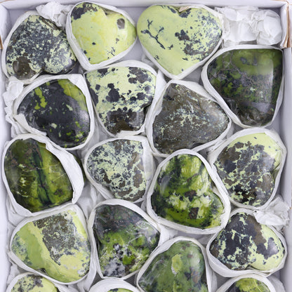 Serpentine Hearts Set of 22 - Expert Wholesale and Supplier of Wholesale Crystals & Bulk Gemstones, ["Hearts","Peru","serpentine"]