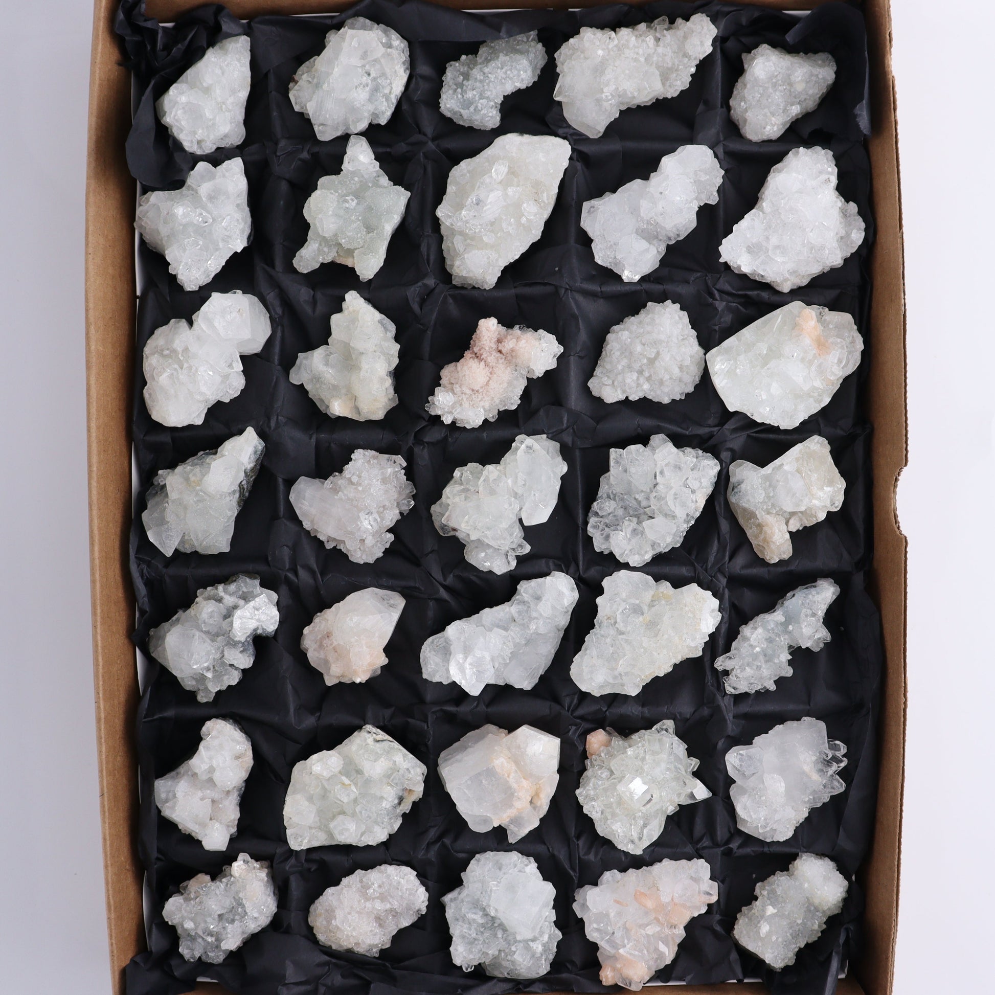 Apophyllite Clusters Flat of 35 - Expert Wholesale and Supplier of Wholesale Crystals & Bulk Gemstones, ["Apophyllite","Clusters","Flats"]