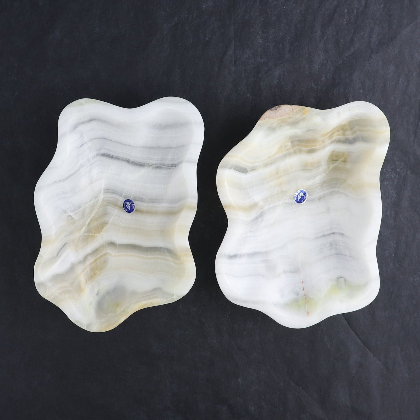 One Mexican Onyx/Calcite White & Green Polished Irregular Square Bowl