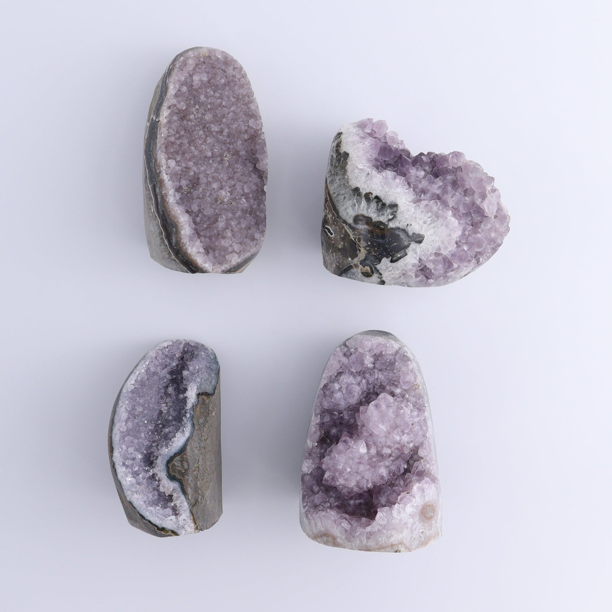 Uruguay Amethyst Cut Base Set of 4 - Expert Wholesale and Supplier of Wholesale Crystals & Bulk Gemstones, ["Amethyst","Cut Base","Uruguay"]