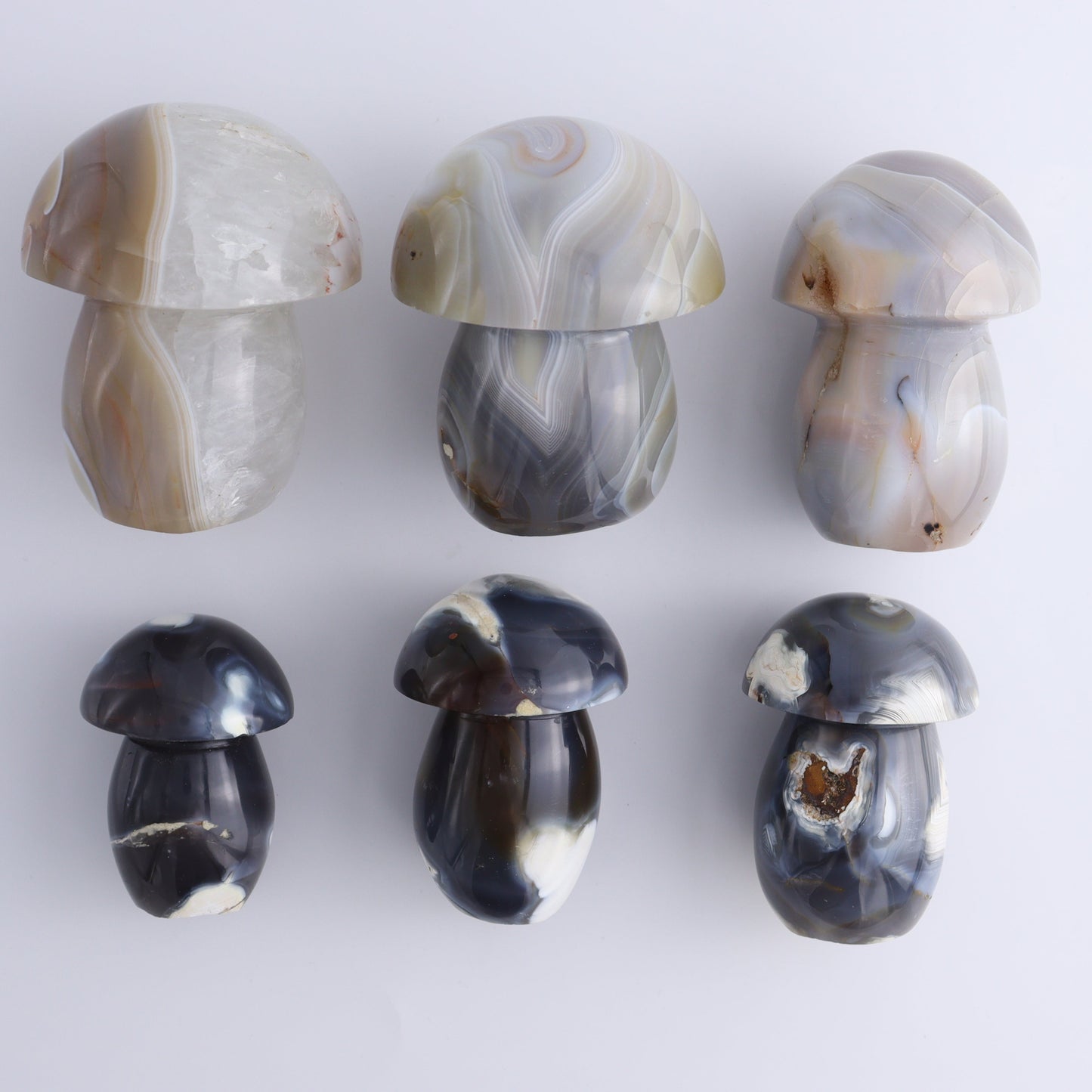 Agate Mushrooms Set of 6 - Expert Wholesale and Supplier of Wholesale Crystals & Bulk Gemstones, ["Agate","Madagascar","Mushrooms"]