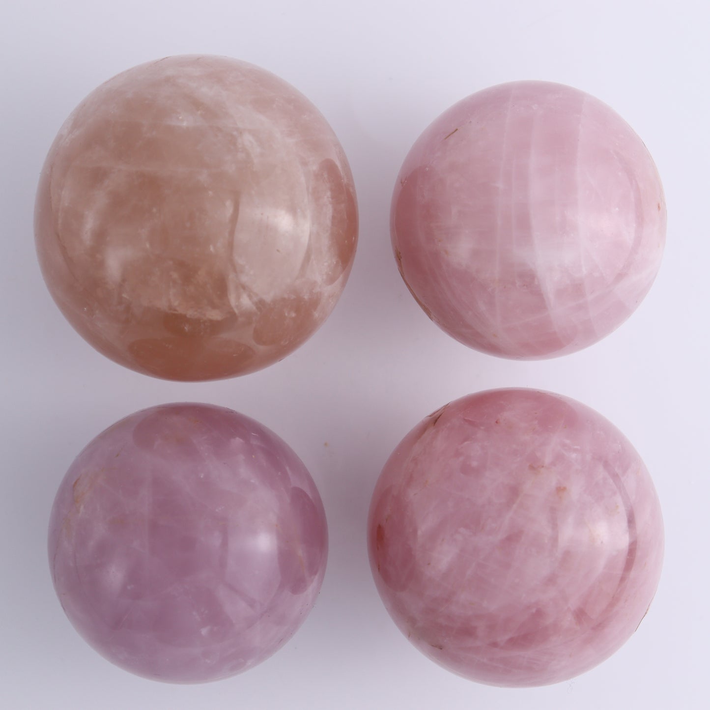 Rose Quartz Spheres Set of 4 - Expert Wholesale and Supplier of Wholesale Crystals & Bulk Gemstones, ["Madagascar","Rose Quartz","Spheres"]