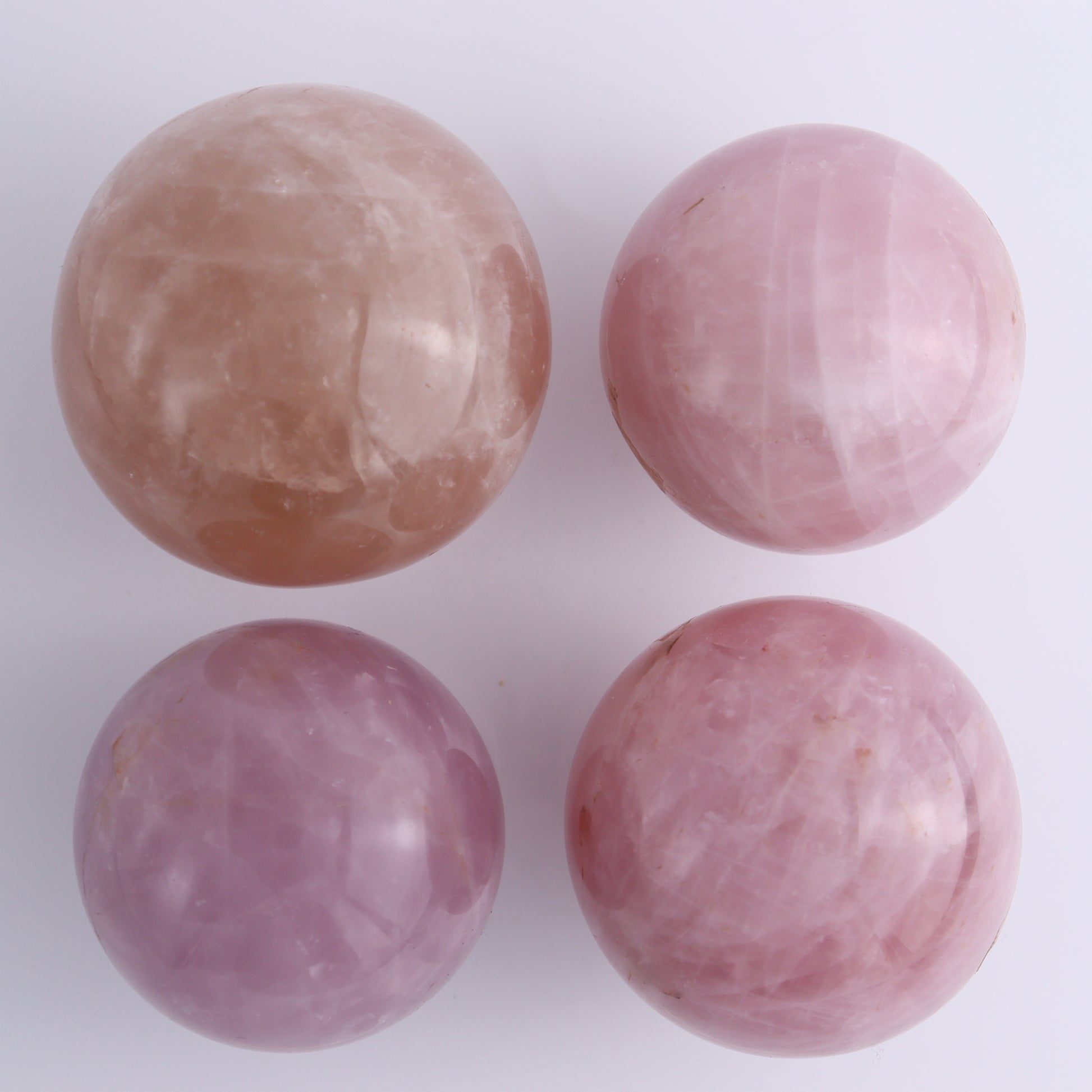 Rose Quartz Spheres Set of 4 - Expert Wholesale and Supplier of Wholesale Crystals & Bulk Gemstones, ["Madagascar","Rose Quartz","Spheres"]