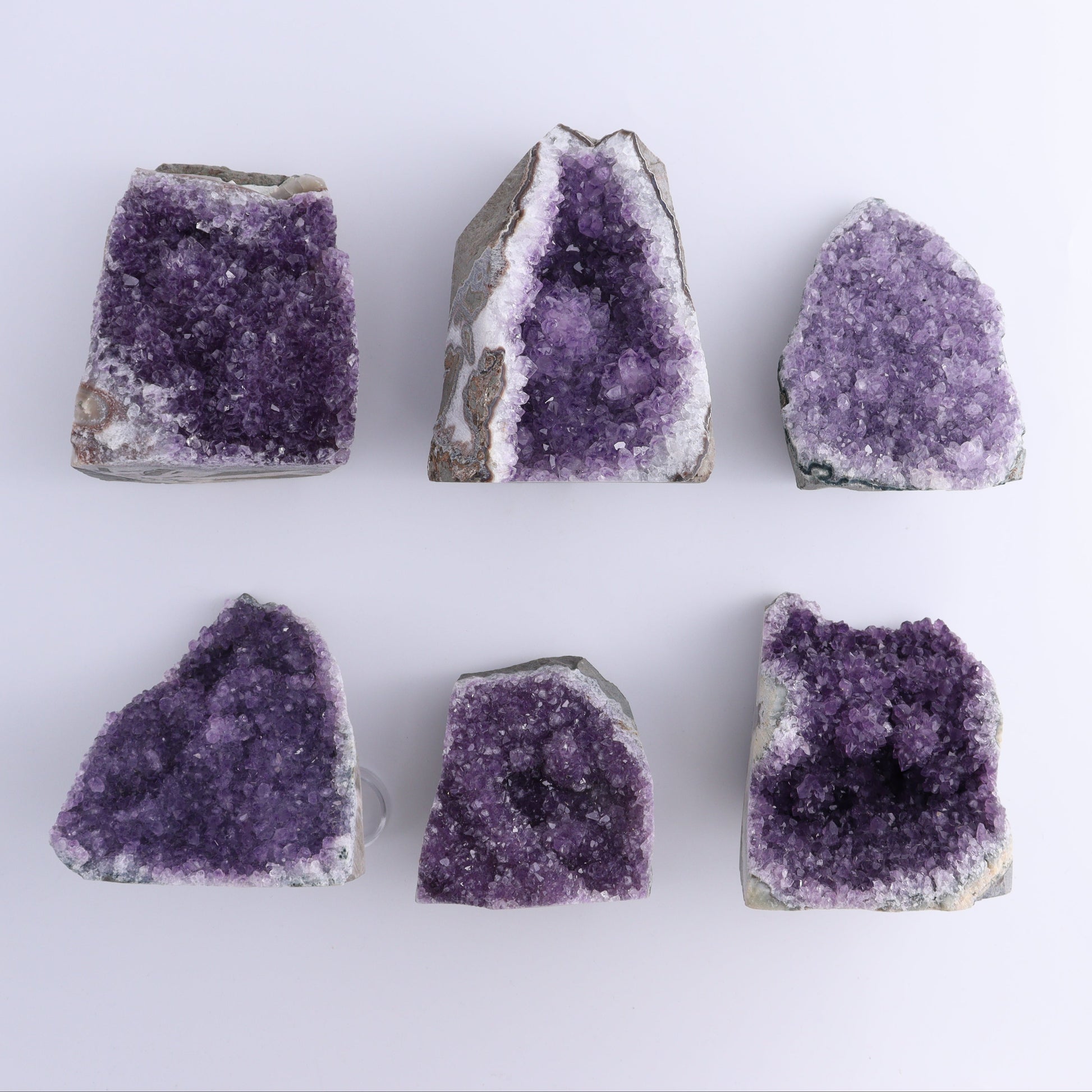 Uruguay Amethyst Cut Base Set of 6 - Expert Wholesale and Supplier of Wholesale Crystals & Bulk Gemstones, ["Amethyst","Cut Base","Uruguay"]