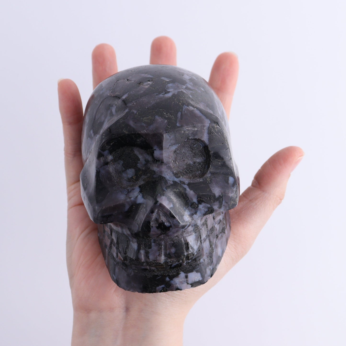 Indigo Gabbro Skulls Set of 2 - Expert Wholesale and Supplier of Wholesale Crystals & Bulk Gemstones, ["Indigo Gabbro","Madagascar","Skulls"]