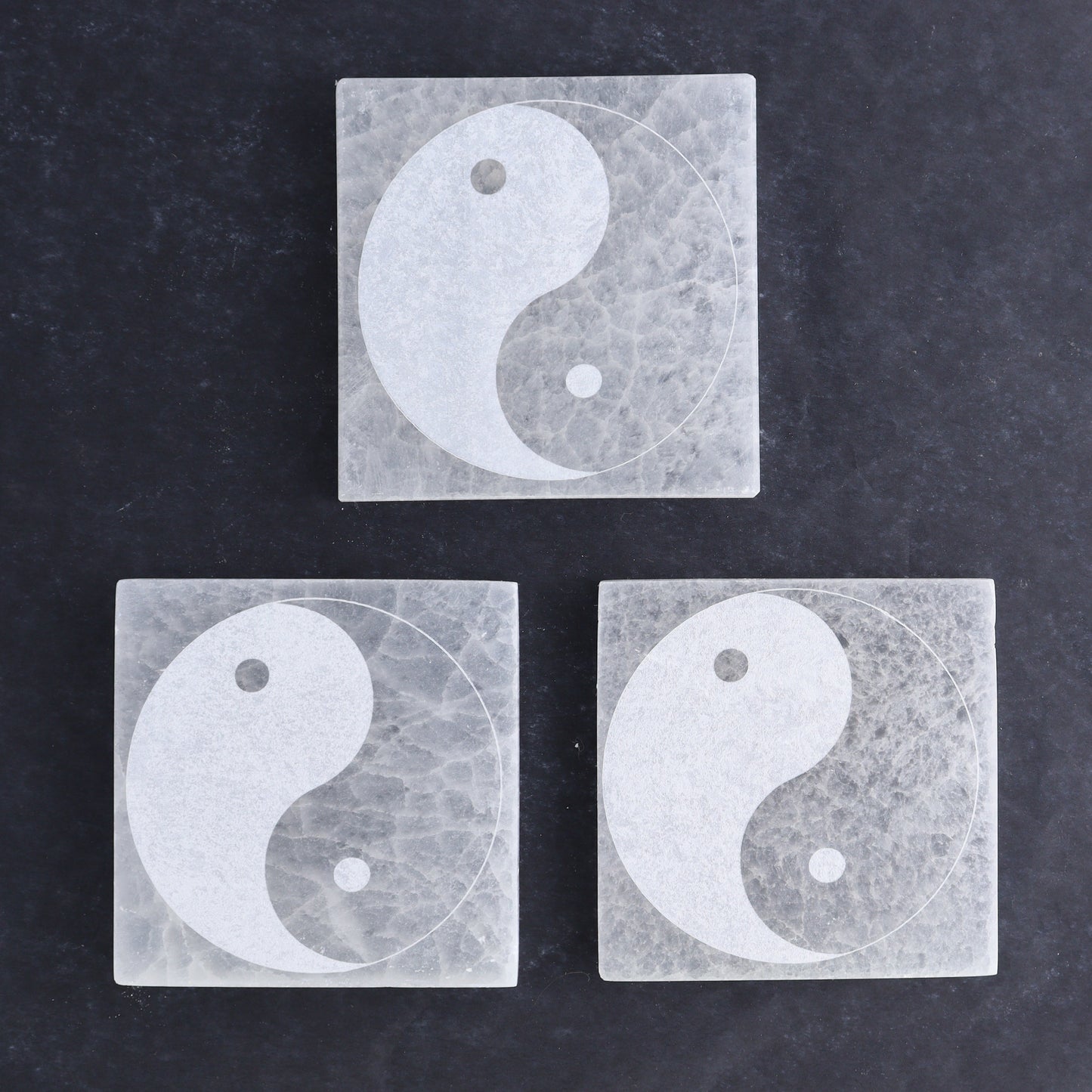 One Selenite (Satin Spar) Yin Yang Square Plate - Expert Wholesale and Supplier of Wholesale Crystals & Bulk Gemstones, ["close_30","Morocco","Selenite","Square","Yin Yang"]