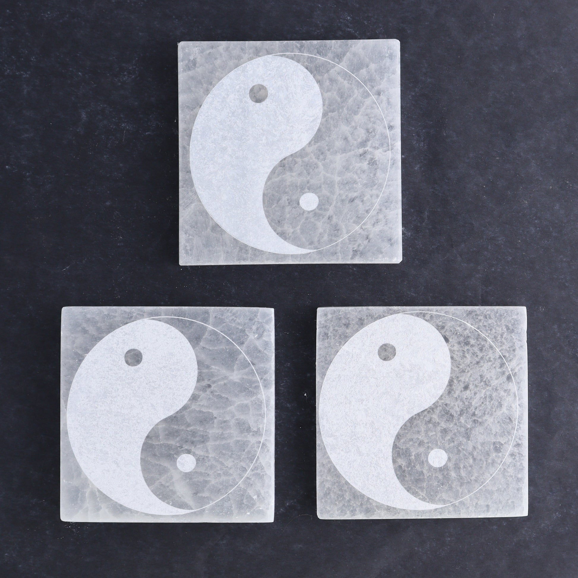 One Selenite (Satin Spar) Yin Yang Square Plate - Expert Wholesale and Supplier of Wholesale Crystals & Bulk Gemstones, ["close_30","Morocco","Selenite","Square","Yin Yang"]