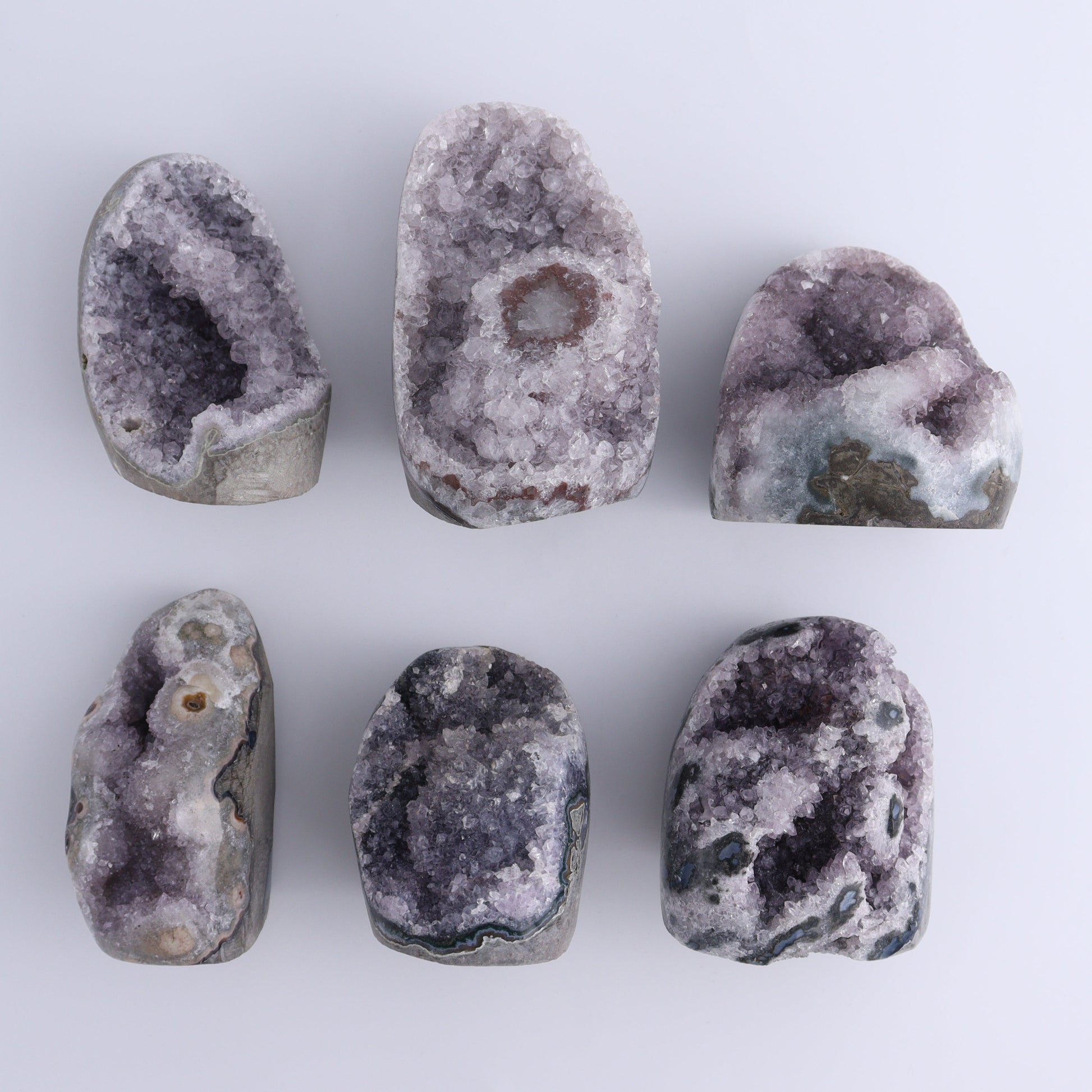 Uruguay Amethyst Cut Base Set of 6 - Expert Wholesale and Supplier of Wholesale Crystals & Bulk Gemstones, ["Amethyst","Cut Base","Uruguay"]