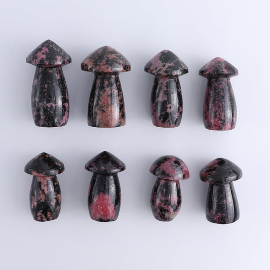 Rhodonite Mushrooms Set of 8