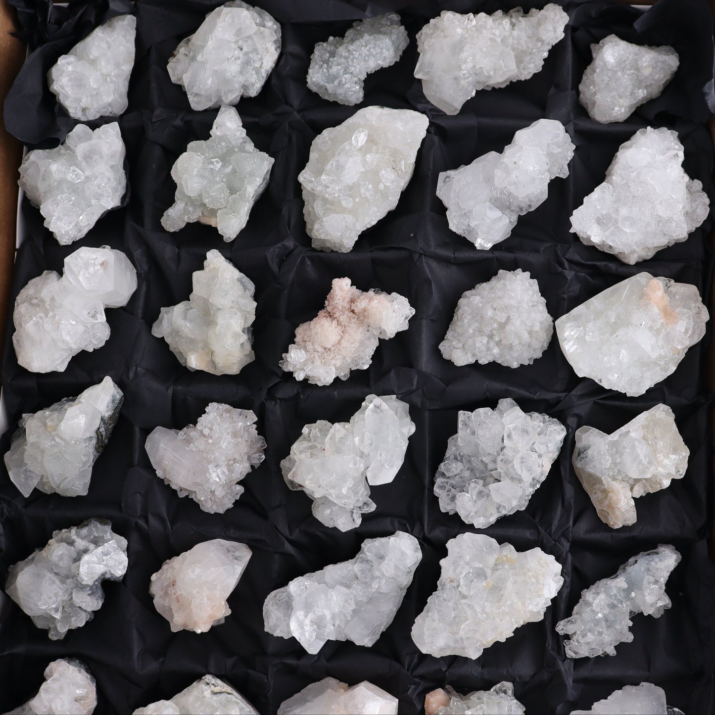 Apophyllite Clusters Flat of 35 - Expert Wholesale and Supplier of Wholesale Crystals & Bulk Gemstones, ["Apophyllite","Clusters","Flats"]
