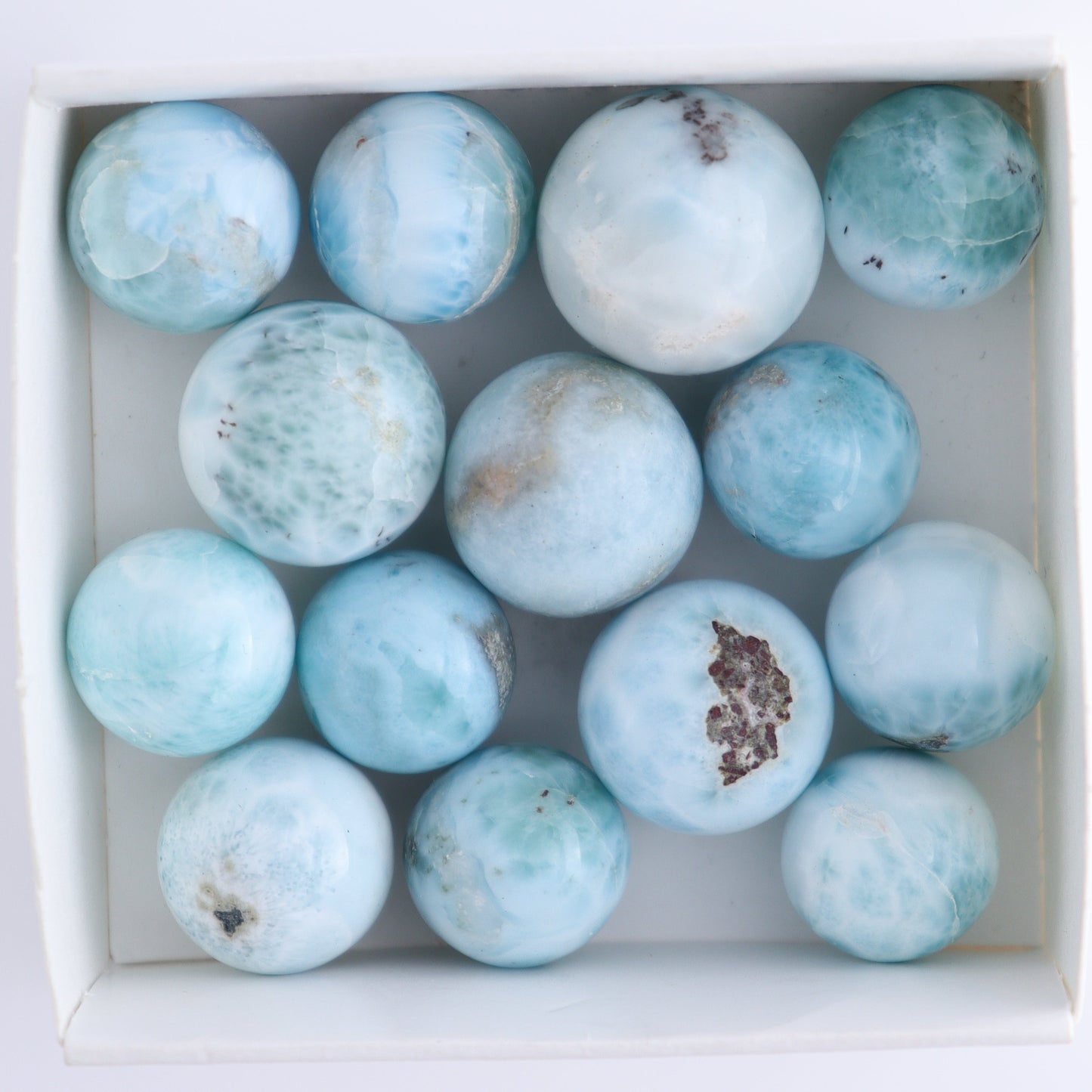Larimar Spheres Set of 14 - Expert Wholesale and Supplier of Wholesale Crystals & Bulk Gemstones, ["Larimar","Spheres"]