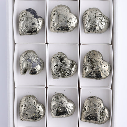 Pyrite Hearts Set of 9 - Expert Wholesale and Supplier of Wholesale Crystals & Bulk Gemstones, ["Hearts","Peru","Pyrite"]