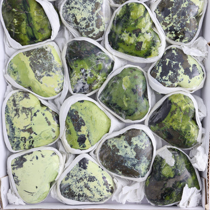Serpentine Hearts Set of 22 - Expert Wholesale and Supplier of Wholesale Crystals & Bulk Gemstones, ["Hearts","Peru","serpentine"]