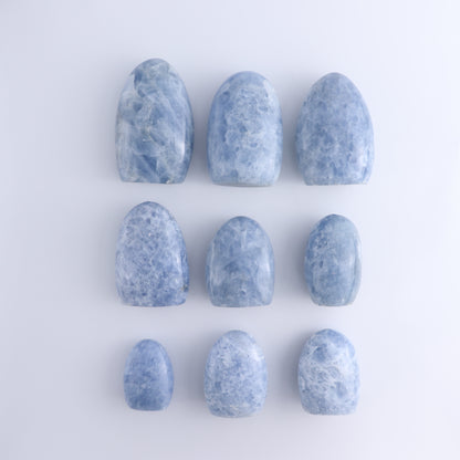 Blue Calcite Freeforms Set of 9