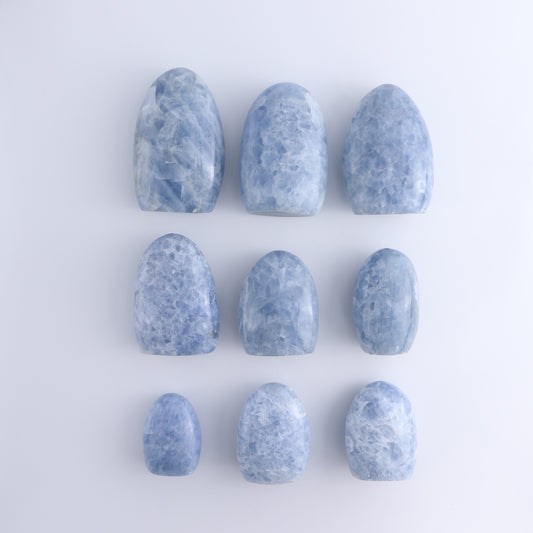 Blue Calcite Freeforms Set of 9