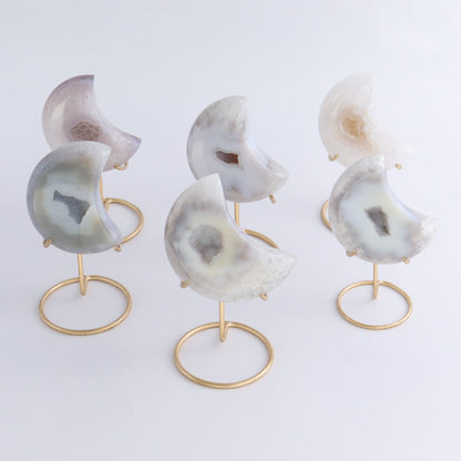 Agate Moons with Stand Set of 6 - Expert Wholesale and Supplier of Wholesale Crystals & Bulk Gemstones, ["Agate","Brazil","moons"]
