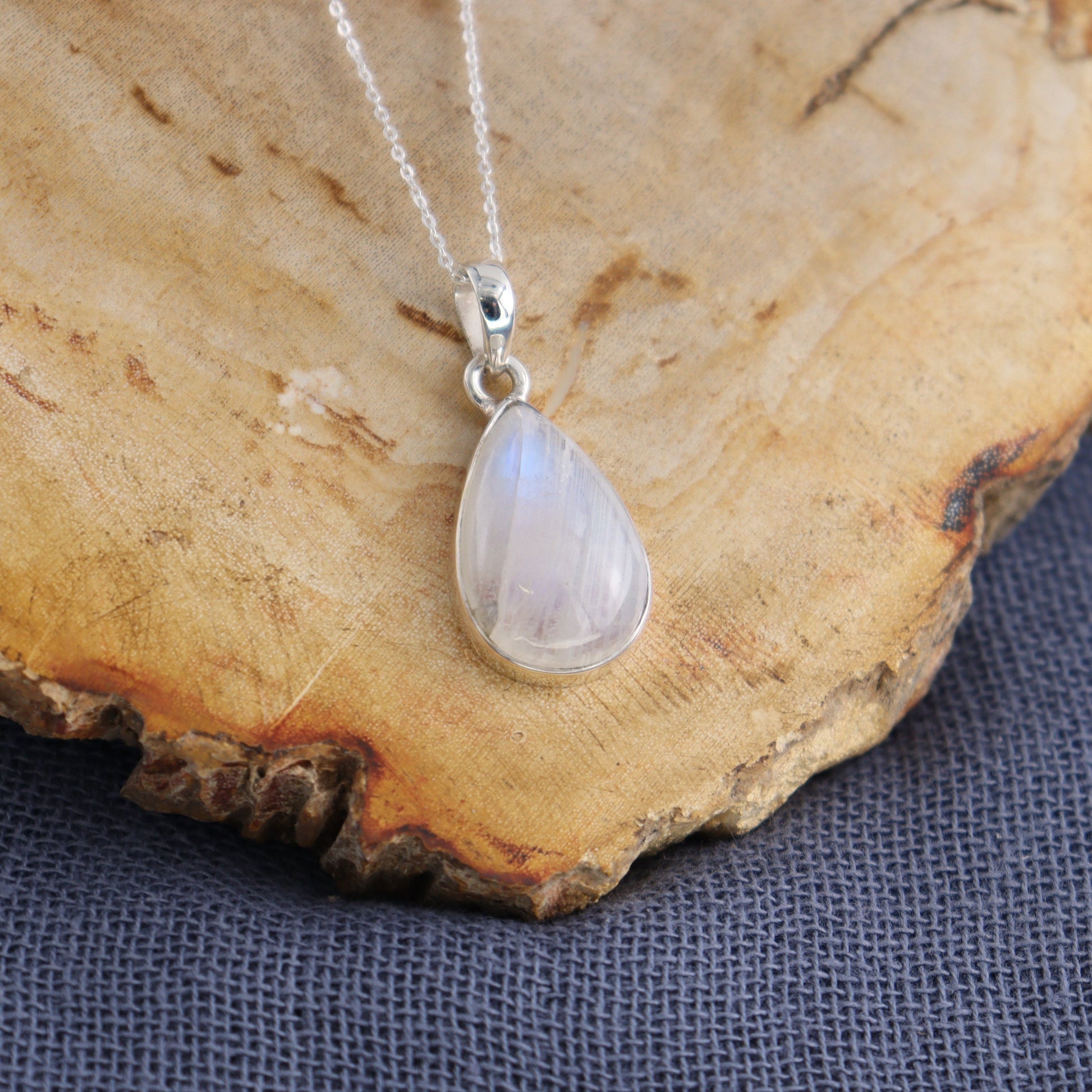 One Rainbow Moonstone Sterling Silver Pendant (chain not included) - Expert Wholesale and Supplier of Wholesale Crystals & Bulk Gemstones, ["Pendant","Rainbow Moonstone","Sterling Silver"]
