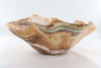 Mexican Onyx/Calcite Bowl (L) 24" x (W) 12" x (H) 9"