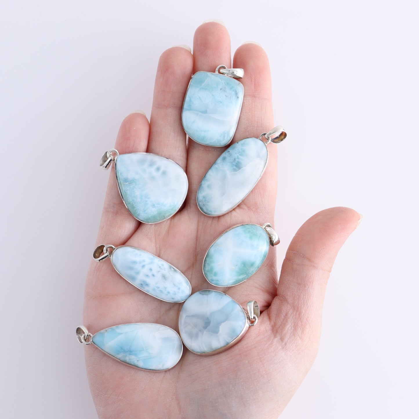 One Medium Larimar Sterling Silver Pendant (chain not included) - Expert Wholesale and Supplier of Wholesale Crystals & Bulk Gemstones, ["Larimar","Pendant","sterling silver"]