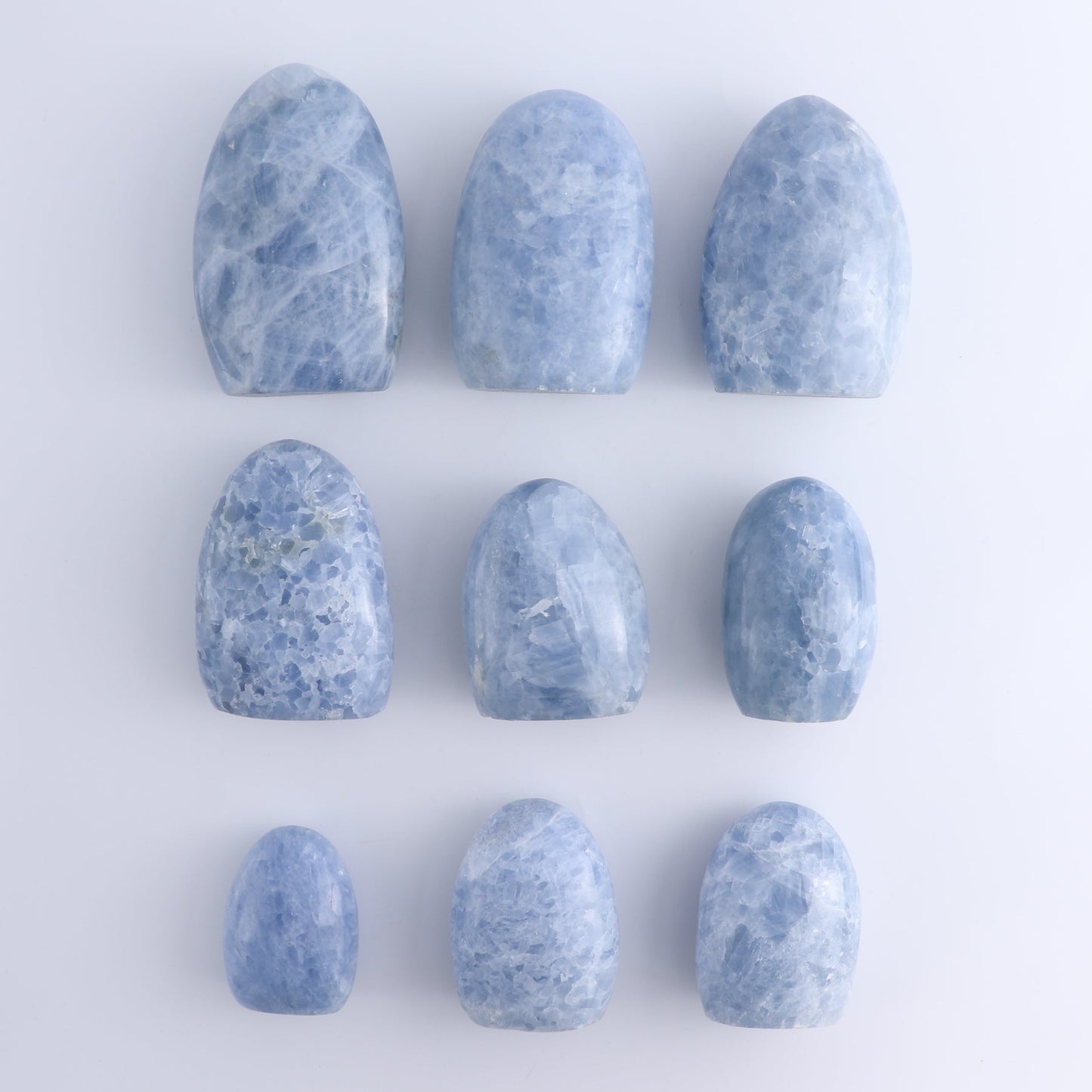 Blue Calcite Freeforms Set of 9