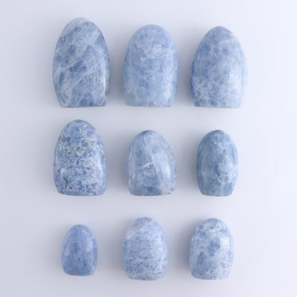 Blue Calcite Freeforms Set of 9