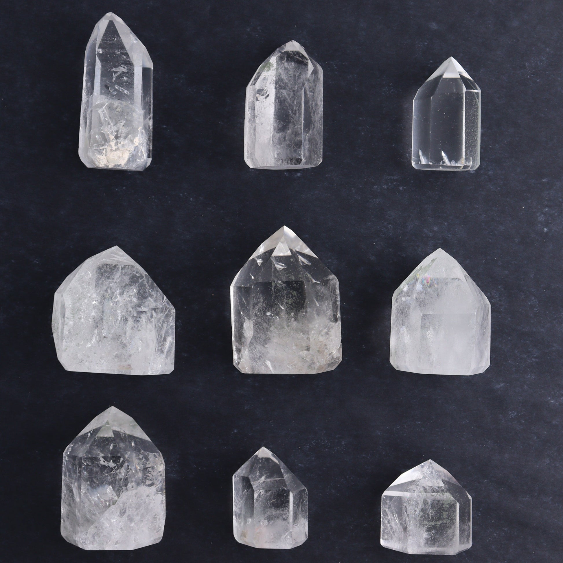 Garden Quartz Towers Set of 9 - Expert Wholesale and Supplier of Wholesale Crystals & Bulk Gemstones, ["Garden Quartz","Points","Quartz","Towers"]