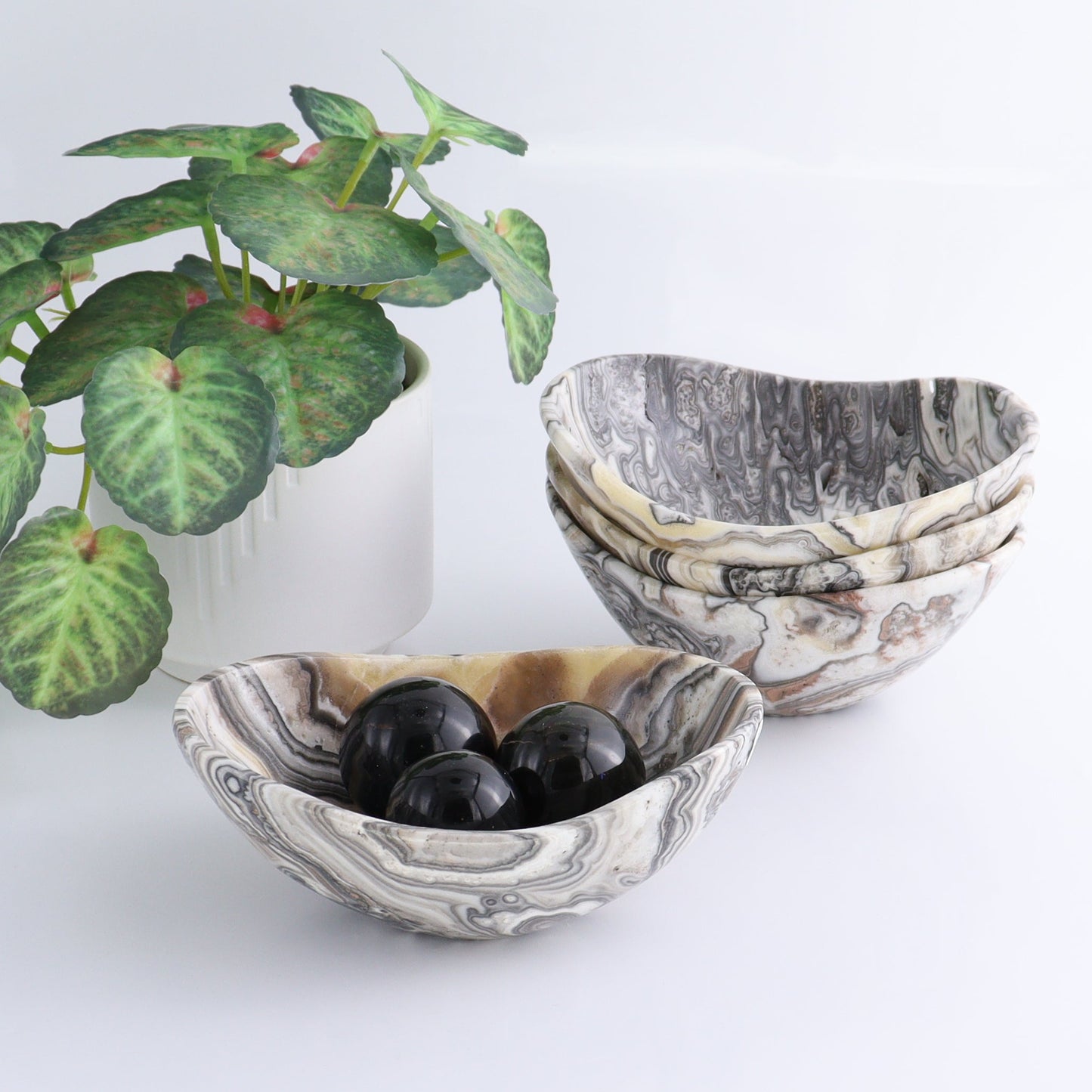 One Mexican Onyx/Calcite White Zebra Small Oval Bowl - Expert Wholesale and Supplier of Wholesale Crystals & Bulk Gemstones, ["bowl","Bowls","Calcite","Catalog Onyx","Decorative Dish","Mexico","onyx"]