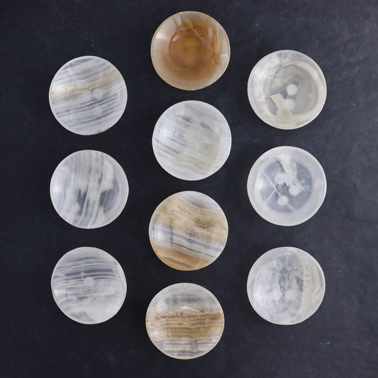White Onyx Dishes Set of 10 - Expert Wholesale and Supplier of Wholesale Crystals & Bulk Gemstones, ["Decorative Dish","Mexico","onyx","Round Dish"]