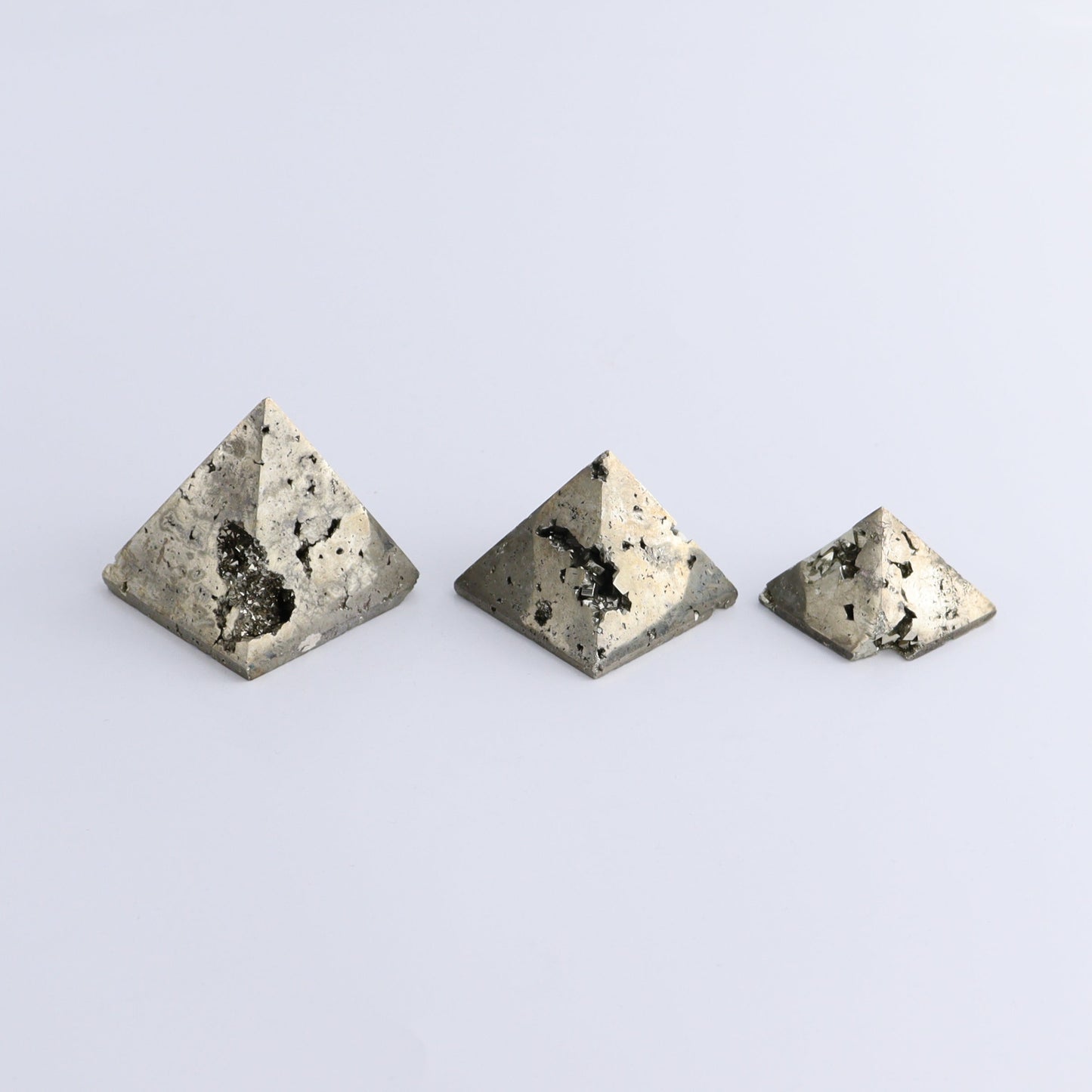 Pyrite Pyramids Set of 9 - Expert Wholesale and Supplier of Wholesale Crystals & Bulk Gemstones, ["Pyramids","Pyrite"]