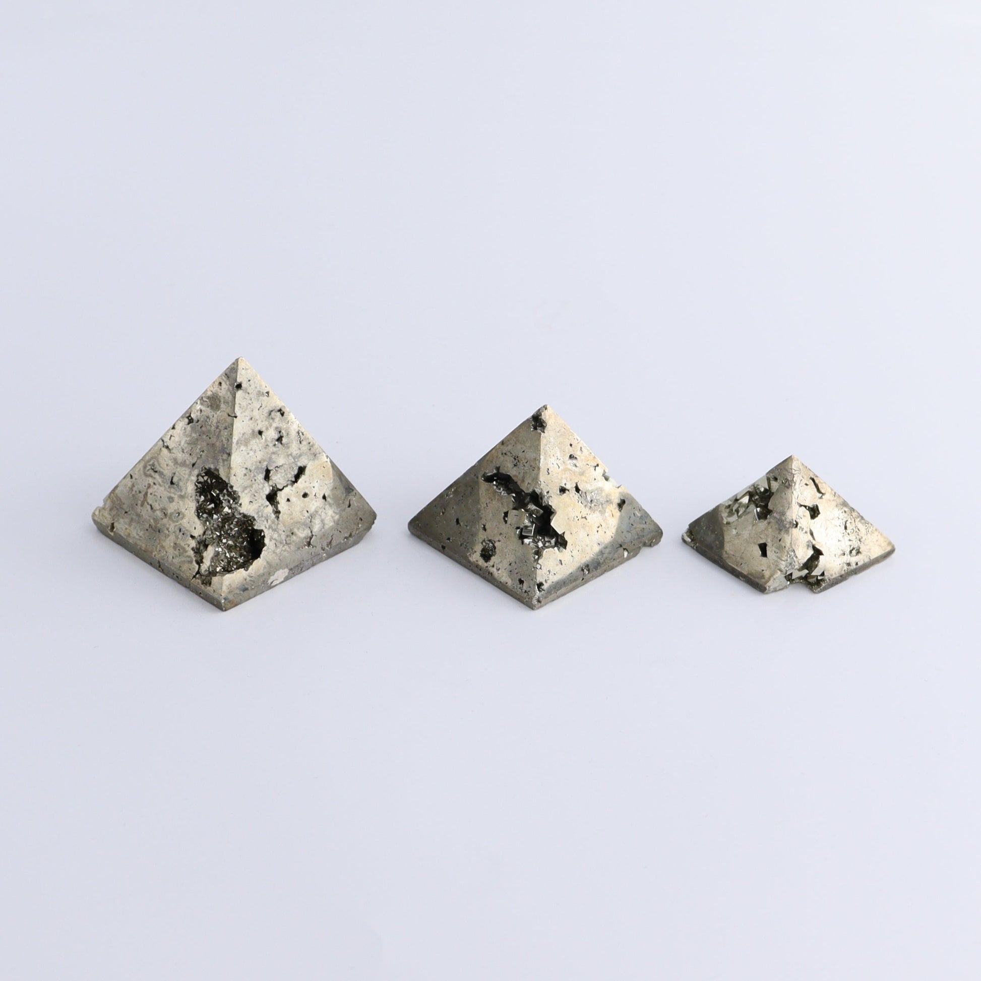 Pyrite Pyramids Set of 9 - Expert Wholesale and Supplier of Wholesale Crystals & Bulk Gemstones, ["Pyramids","Pyrite"]