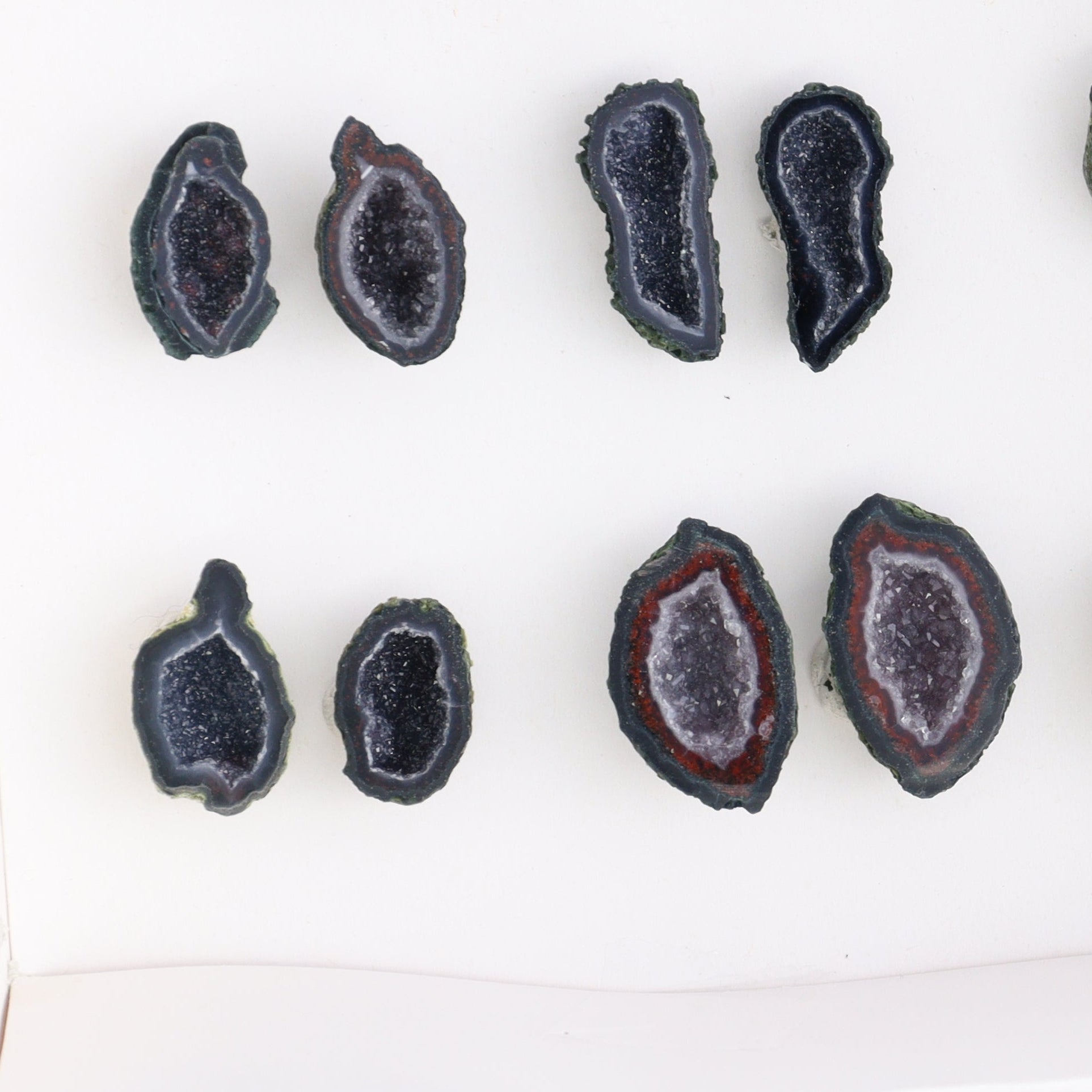 Tabasco Geodes 9 Pairs - Expert Wholesale and Supplier of Wholesale Crystals & Bulk Gemstones, ["Geodes","Tabasco Geode"]