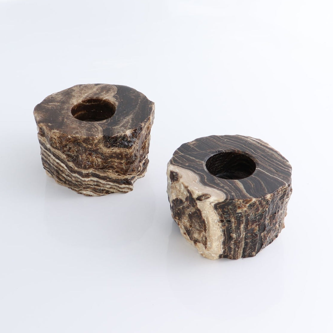 One Rustic Candle Holder Mexican Onyx/Calcite Chocolate