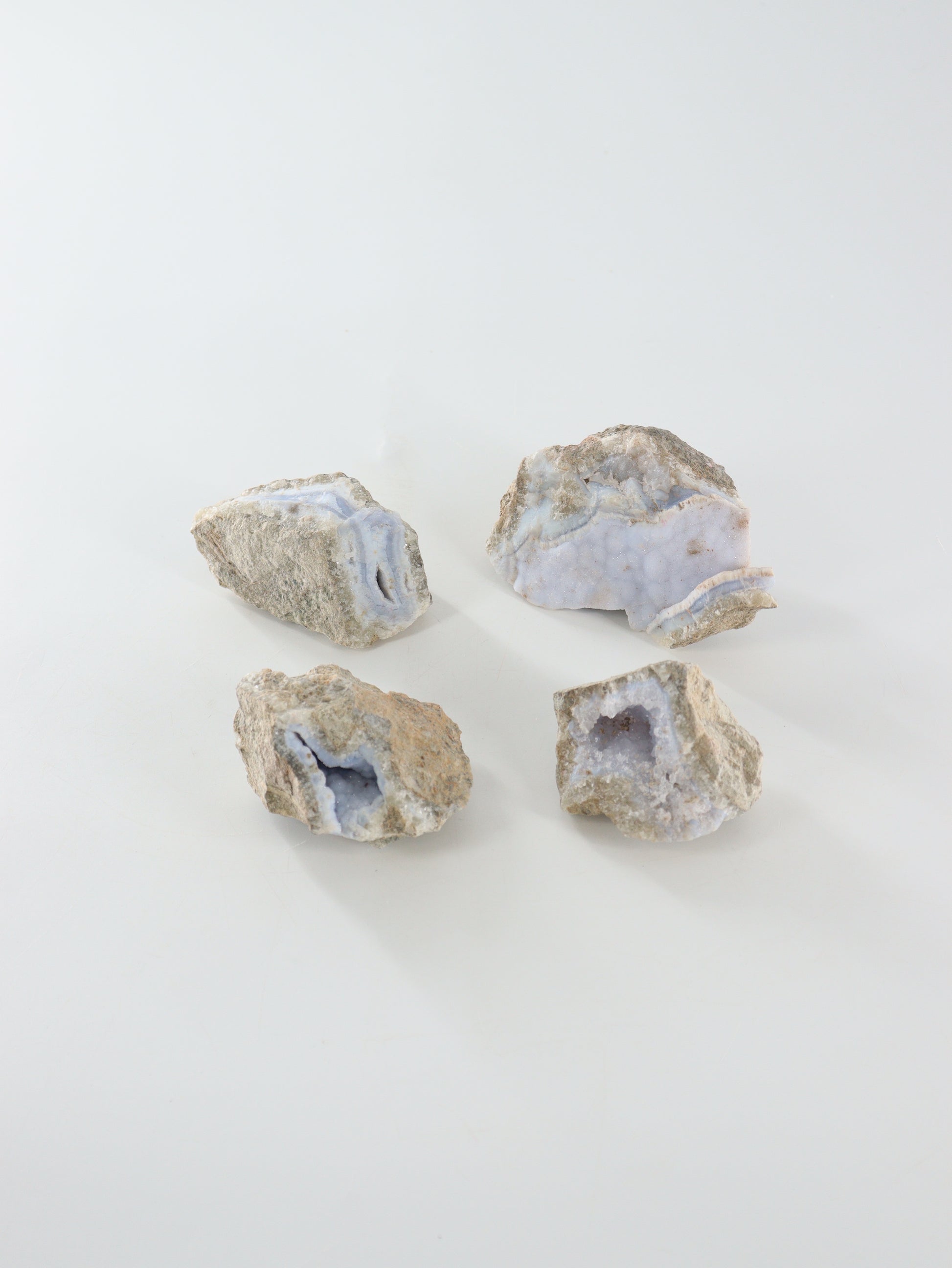 Blue Lace Agate Clusters Set of 4 - Expert Wholesale and Supplier of Wholesale Crystals & Bulk Gemstones, []