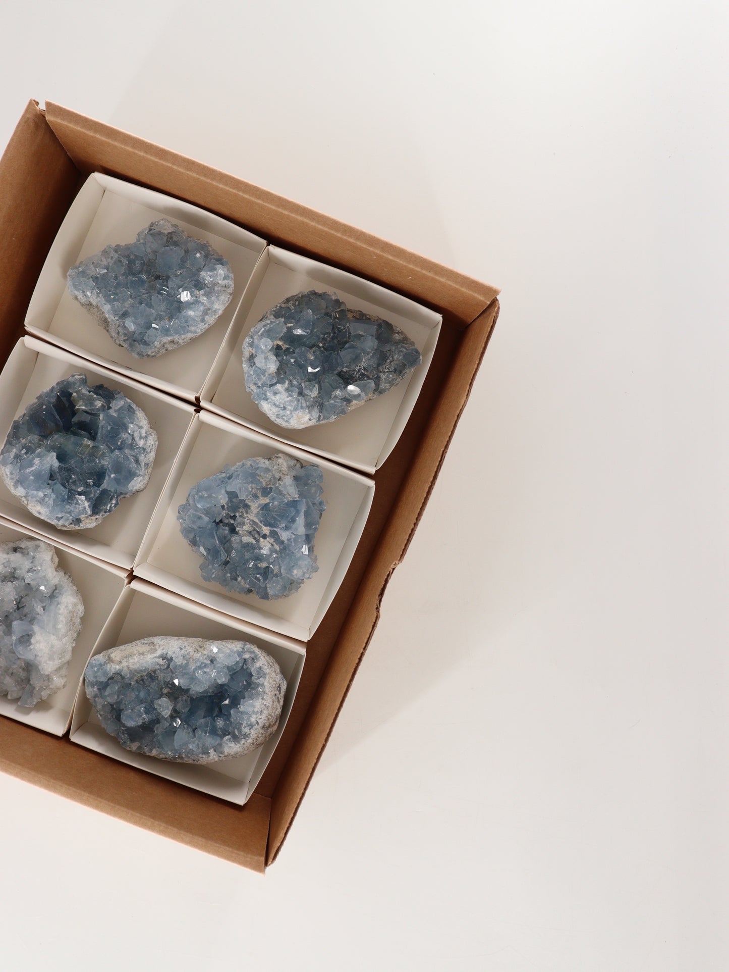 Celestite Clusters Set of 6 - Expert Wholesale and Supplier of Wholesale Crystals & Bulk Gemstones, []