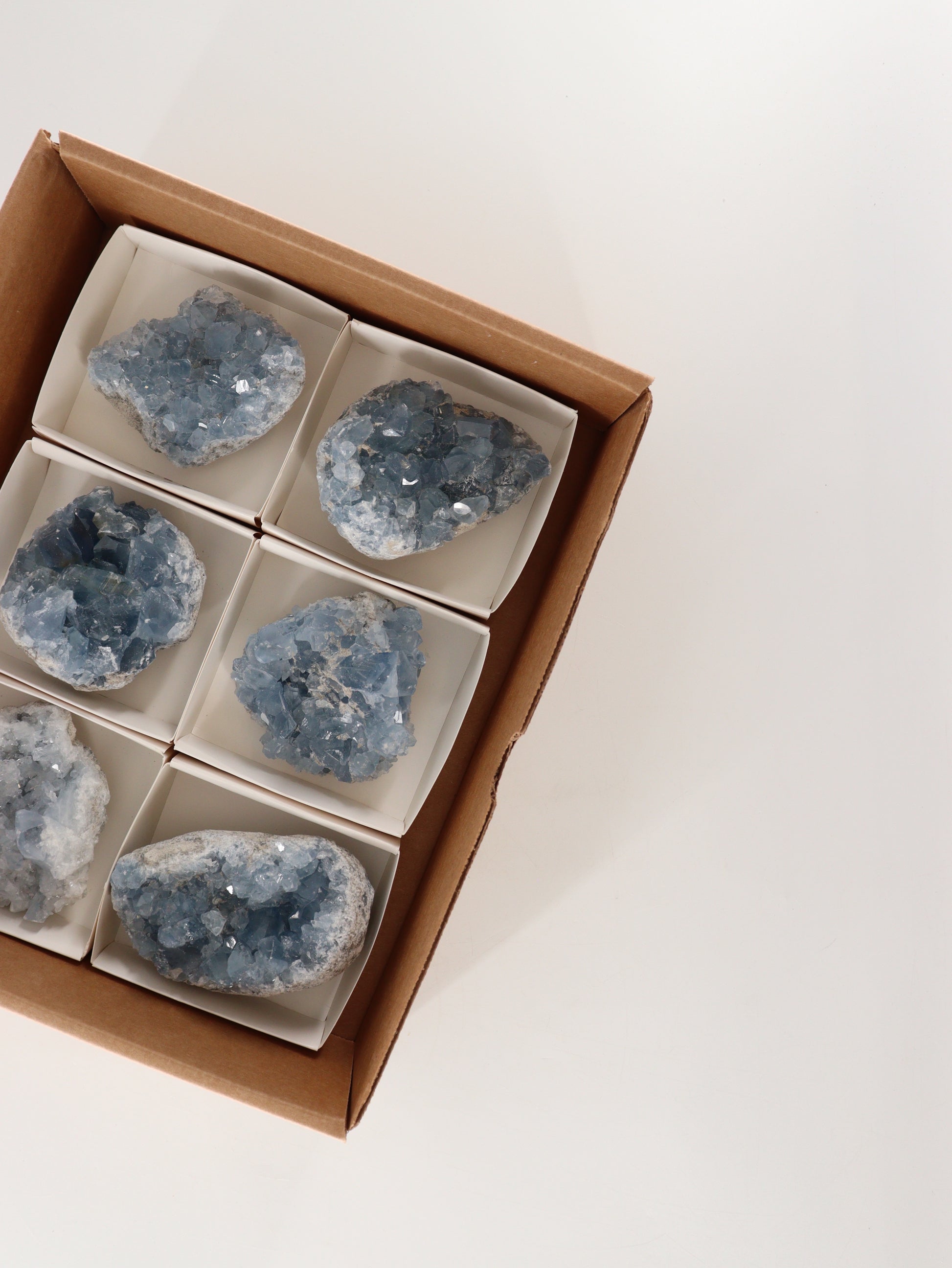 Celestite Clusters Set of 6 - Expert Wholesale and Supplier of Wholesale Crystals & Bulk Gemstones, []