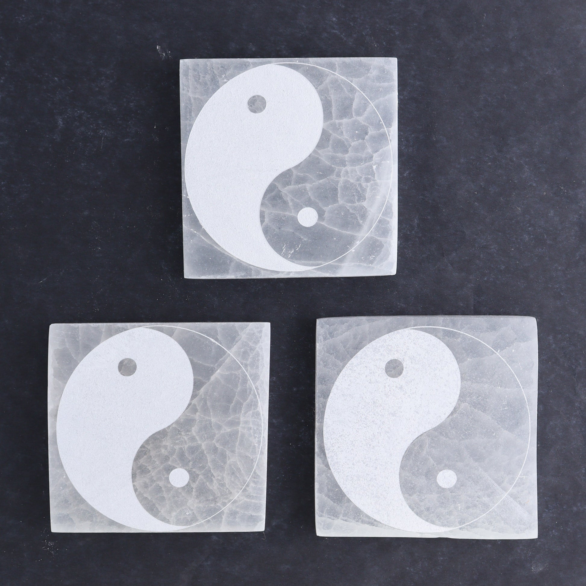 One Selenite (Satin Spar) Yin Yang Square Plate - Expert Wholesale and Supplier of Wholesale Crystals & Bulk Gemstones, ["close_30","Morocco","Selenite","Square","Yin Yang"]
