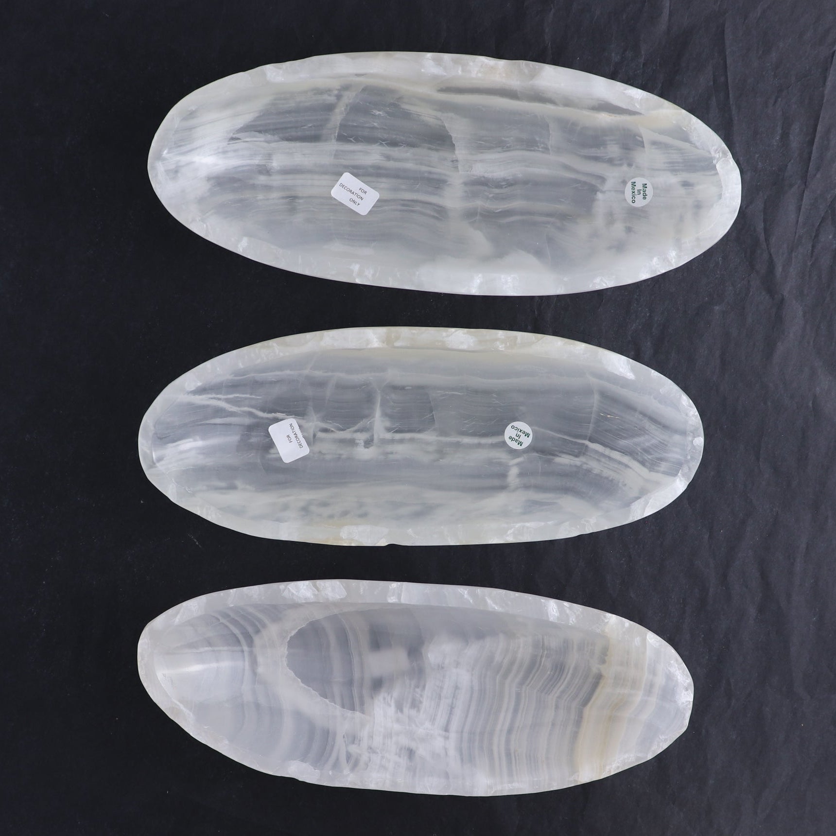One Mexican Onyx/Calcite White Small Canoe Bowl | Mi Esperanza Minerals | Supplier of Crystals and Onyx