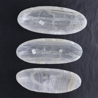 One Mexican Onyx/Calcite White Small Canoe Bowl | Mi Esperanza Minerals | Supplier of Crystals and Onyx