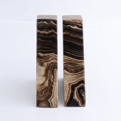 One Pair of Mexican Onyx/Calcite Chocolate Polished Bookends - Expert Wholesale and Supplier of Wholesale Crystals & Bulk Gemstones, ["Bookends","Calcite","Catalog Onyx","Mexico","onyx"]