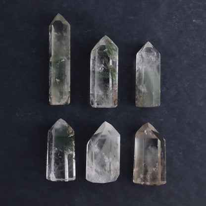 Garden Quartz Towers Set of 6 - Expert Wholesale and Supplier of Wholesale Crystals & Bulk Gemstones, ["Brazil","Garden Quartz","Quartz","Towers"]